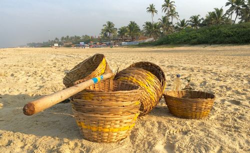 Wicker baskets at beach