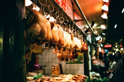 Meat for sale at market stall