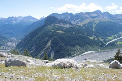 Scenic view of mountains against sky