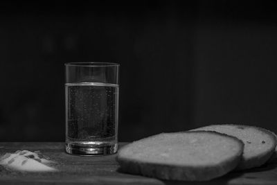 Close-up of water in glass on table