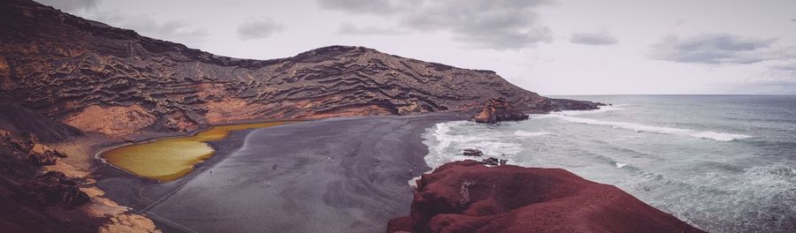 Scenic view of sea against cloudy sky