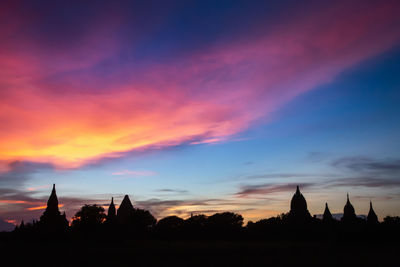 Silhouette of temple against sky during sunset