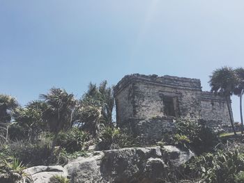 Low angle view of built structure against clear sky