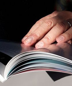 Close-up of hand holding book