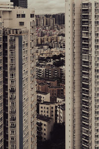 High angle view of buildings in city