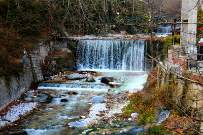 Stream flowing through rocks in forest