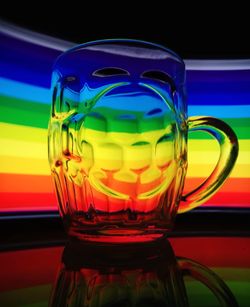 Close-up of beer glass on table