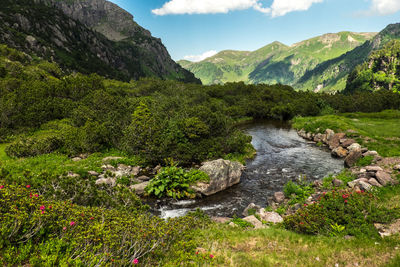 Scenic view of mountains against sky