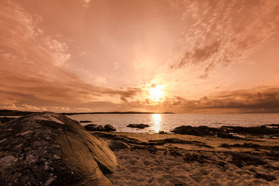 Scenic view of sea against sky at sunset