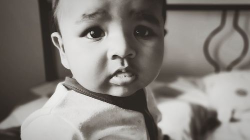 Portrait of cute boy at home