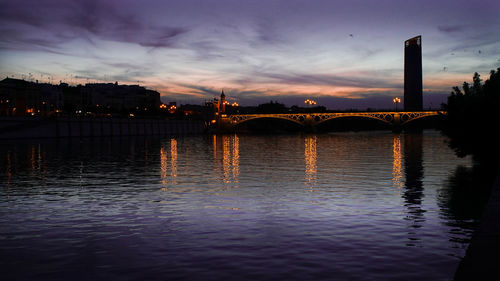 Bridge over river at night