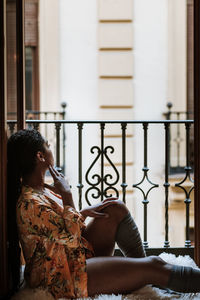 Side view of woman looking away