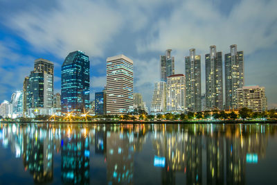 Panoramic view of city buildings against sky