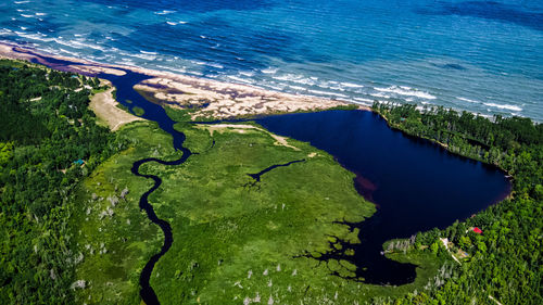 High angle view of golf course