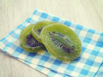 High angle view of fruits on table