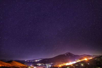 Scenic view of illuminated star field against sky at night