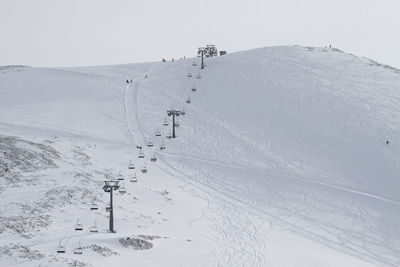 Scenic view of snow covered mountain against sky