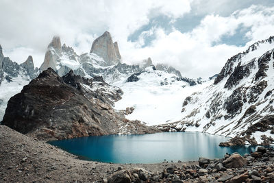 Scenic view of lake against sky