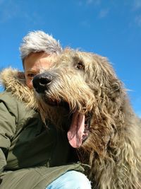 Portrait of a dog in winter