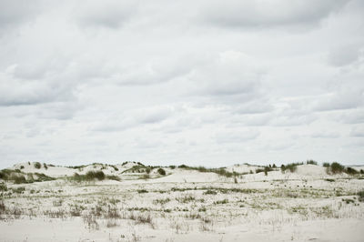 Scenic view of landscape against cloudy sky