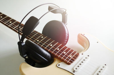 High angle view of guitar