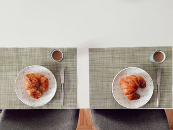 Directly above shot of breakfast on table