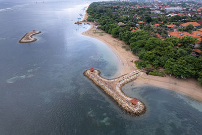 High-angle view of sanur beach, bali.