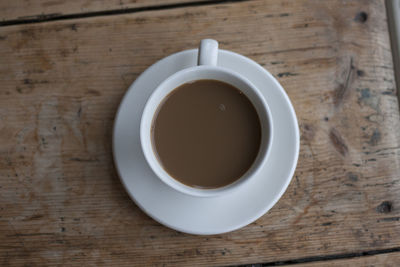 High angle view of coffee on table