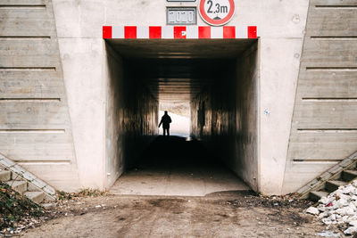 Rear view of woman walking on steps