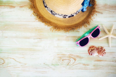 High angle view of sunglasses on table