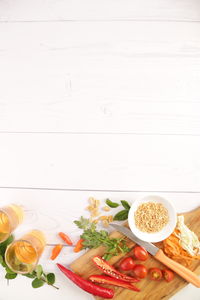 Directly above shot of breakfast served on table