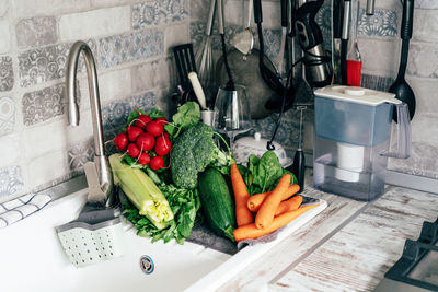 Various vegetables in kitchen at home