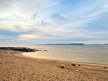 Scenic view of beach against sky