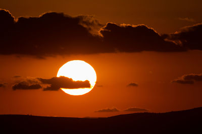 Scenic view of silhouette mountains against sky during sunset