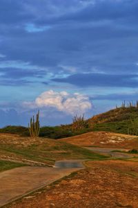 Scenic view of land against sky