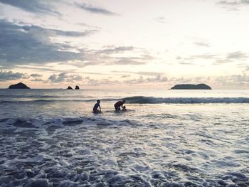 Scenic view of sea against sky during sunset