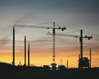 Cranes at sunset