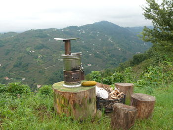 Landscape with mountains in background