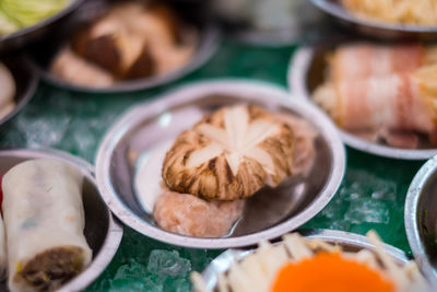 High angle view of food in plate on table