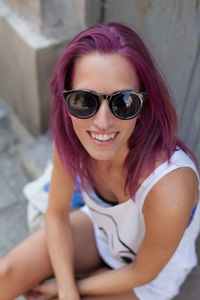 Girl with pink hair