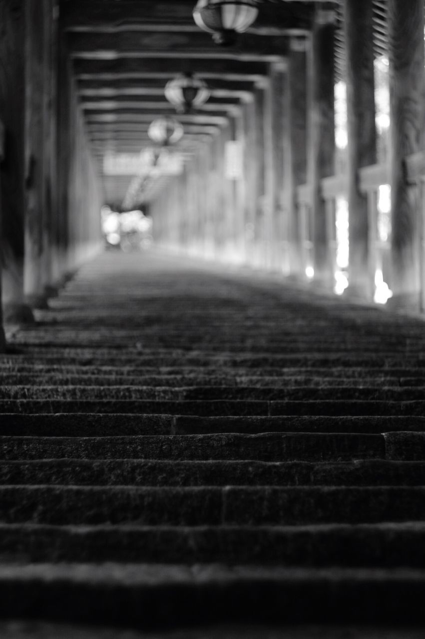 the way forward, railroad track, transportation, steps, diminishing perspective, steps and staircases, vanishing point, selective focus, rail transportation, built structure, railing, staircase, surface level, architecture, incidental people, illuminated, public transportation, tunnel, travel, railroad station platform