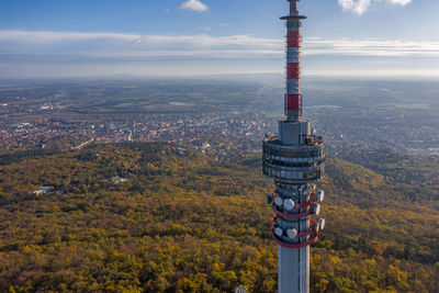 Hungary - pecs tv tower from drone view