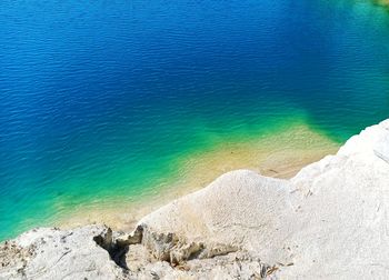 High angle view of rocky beach