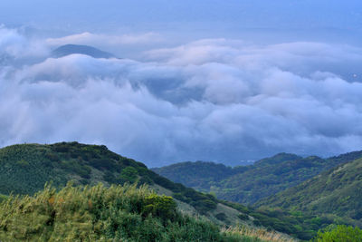 Scenic view of mountains against sky