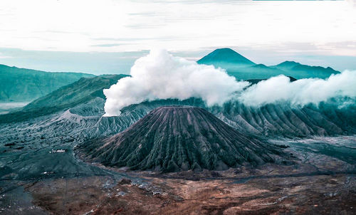 Panoramic view of volcanic landscape