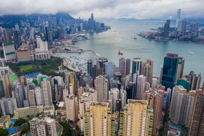 Aerial view of city buildings