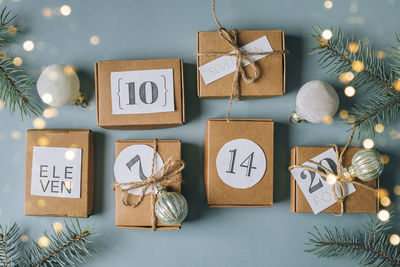 Christmas decorations on table