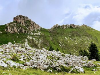 Scenic view of rocky mountains against sky