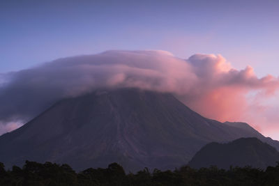 Scenic view of mountains against sky during sunset