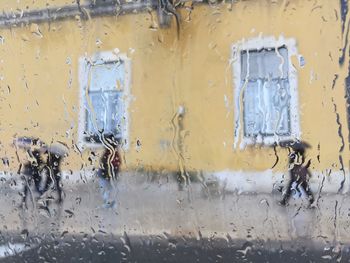 Close-up of drops on window